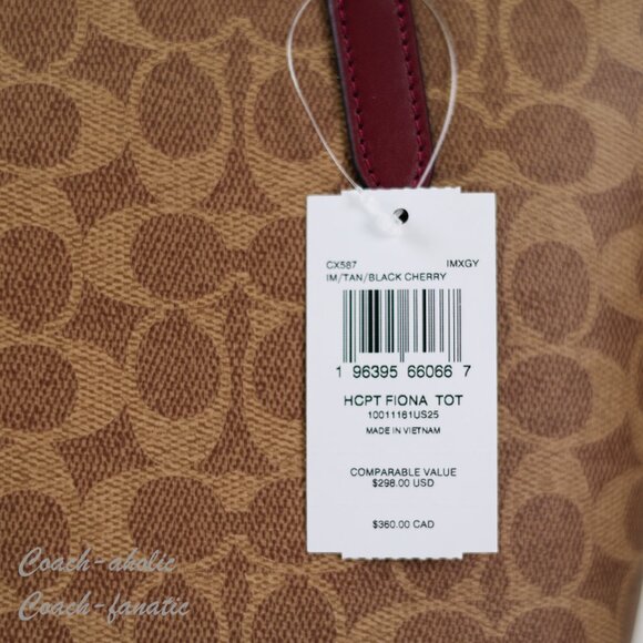 NWT Coach CX587 Fiona Tote Bag In Signature Canvas Horse & Carriage Print - Picture 7 of 11